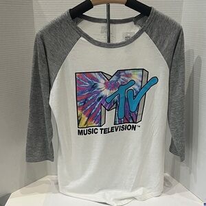 NWT MTV Tie-Dye‎ Logo Raglan Tee Size Medium